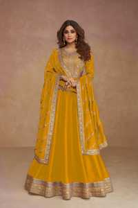 Dernière robe fantaisie Anarkali imprimée numérique en soie georgette - Product Image 5