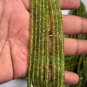Cuentas Heishi Facetadas de Peridoto Verde de Alta Calidad Premium de 4mm a 5mm para la Fabricación de Joyería - Product Image 1