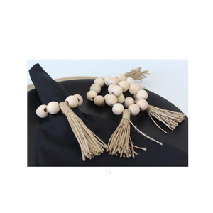 Regalo de inauguración de la casa, servilletero de madera, cuentas, accesorios de decoración para fiesta de boda, servilletero, servilleteros de madera con borlas - Product Image 5