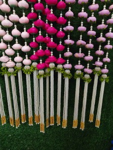 Guirnaldas de flores de peonía con borlas de perlas templo Sangeet decoración de escenario Navidad Halloween Año Nuevo fiesta telones de fondo - Product Image 4