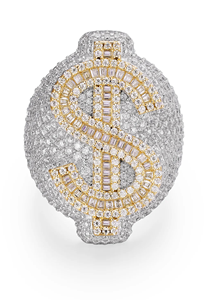 Hip Hop Style Moissanite Statement <b>Ring</b> Round Brilliant Cut Prong Setting Rhodium 14K Gold Plated Party Gift Jewelry - Product Image 4