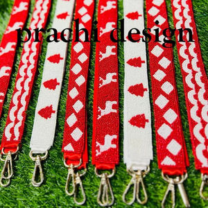 สายคาดผ้าใบปักลายสำหรับผู้หญิงมาใหม่สายคล้องมือลูกปัดลูกปัดลายเสือดาวงานแฮนด์เมดลายวันคริสมาสต์สำหรับเกม - Product Image 4