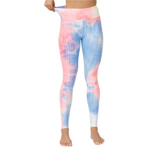 Venta caliente de las mujeres Tie Dye Leggings Estilo simple Cintura media Fitness Pantalones Cordón Cierre Botón Sólido Spandex/Poliéster - Product Image 2