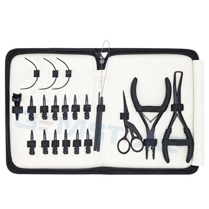 Pince à Extension de cheveux attachée à la main, Kit d'outils avec ciseaux, pinces à cheveux et boucle, multifonction, 2 trous, ensemble de séparation - Product Image 1