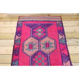 Tapis turc vintage, tapis de 3x11,1 pieds, tapis persan rose et violet - Product Image 3