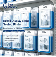 Emballage sous blister PVC sur mesure, scellé haute fréquence, avec carte en papier pour vis, quincaillerie, attaches, présentoir de vente au détail