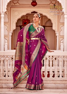 ผ้าไหม Banarasi ที่อุดมไปด้วยผ้าแจ็คการ์ดใช้ได้ทั่วส่าหรี - Product Image 4