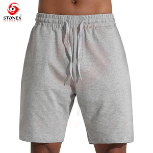Summer Joggers Classical Shorts Hommes Elastic Basic Solid Shorts Polyester Knee Length Washed Shorts for Men - Product Image 3