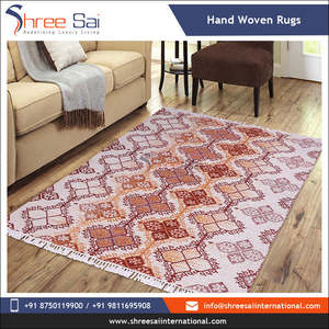 Premium Moderne Géométrique Handloom Dhurrie Tapis Élégant Plat Tissé Tapis Latex Support Sortie D'usine Bas Prix pour Chambre - Product Image 3