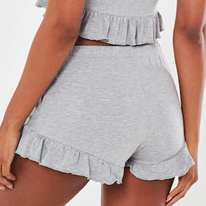 Top corto y pantalones cortos de dos piezas a la moda para mujer, conjunto doble, estilo informal cómodo con color sólido, Último precio de diseño - Product Image 3