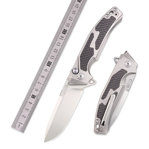 Nouveau couteau en titane fait main haut de gamme, lame M390, couteau de poche pliable tactique de survie pour le camping en plein air - Product Image 3