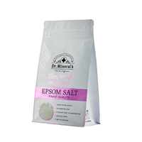 Sac à fond plat avec fermeture éclair et fenêtre, 2 kg, 70,55 oz, 4,41 lb, 140 microns, en PET/VMPET/NY/PE, finition mate vernie, pour sel de bain, violet/blanc/noir