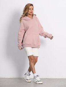 Sudadera de lana de algodón de talla grande para mujer OEM, Sudadera con capucha de manga larga, Jersey bordado con logotipo frontal, antiarrugas, Invierno - Product Image 3