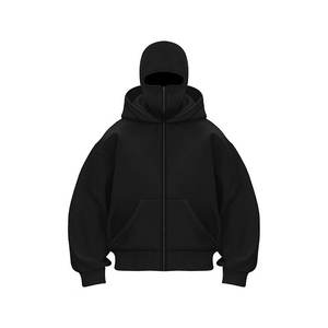 Sudadera con Capucha Personalizada de Doble Capa para Hombre, Pasamontañas Ninja de Forro Polar con Cremallera, Máscara, Peso Pesado, Bordada, Otoño-Invierno, Talla Grande - Product Image 2