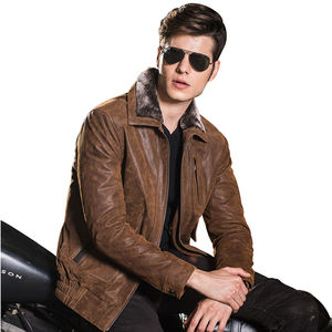 2025 Top Selling Men's <b>Genuine</b> Cowhide <b>Leather</b> Stand Collar Casual <b>Jacket</b> Plain Dyed XS for Winter OEM Manufacturer Pakistan - Product Image 4