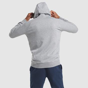 Sweat-shirt à capuche d'athlétisme personnalisé pour la course à pied gris blanc uni pour hommes, vêtements de sport, Sweat-shirt pour hommes - Product Image 2