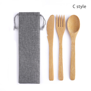 Ensemble de couverts en bambou réutilisables de qualité supérieure Voyage avec ensemble de couverts en bambou jetables de haute qualité et bon marché par ECO2GO - Product Image 1