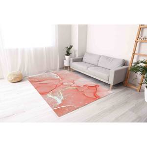 Coral Gold Marble <b>Rug</b>: Non-Slip Accent Carpet, Printed <b>Rug</b>,<b>Chenille</b> <b>Rug</b> - Product Image 2