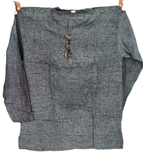 เสื้อคุर्ตาผ้าก๊อซยาวสไตล์ลำลองสำหรับผู้ชาย ผ้าฝ้ายแท้ 100% ลายบาติกแบบลายสก็อต คอจีน สไตล์ไฮสตรีท รุ่น GM--152430 ผ้ากันยับ - Product Image 1