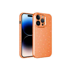 Étui de protection pour appareil photo Netzy Luxury Orange Glitter pour iPhone 14 Pro Max, coque de téléphone portable en silicone, compatible avec Poco, finition électro-plaquée - Product Image 1