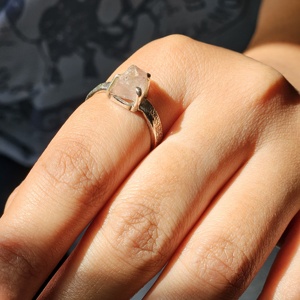 Hammer Oxidized Citrine Rough Gemstone Claw Setting <b>Silver</b> <b>Ring</b> for Wedding Party & Anniversary Gift - Product Image 4