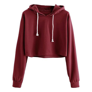 Sweat à capuche manches longues surdimensionné et personnalisé Pull pour femmes Couleur noire Crop Top Short Sports Sweat à capuche court pour femmes - Product Image 6