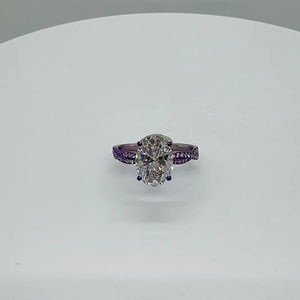 Anillo de diamantes cultivados en laboratorio de 3 CTs vintage y clásico de oro de 9 quilates, joyería fina - Product Image 1