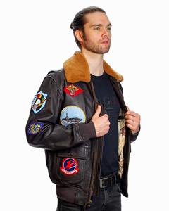 Blouson d'aviateur pour homme American Flight Black Leather Limited Edition Series Orange Jacket Cuir de vachette véritable - Product Image 3