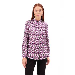 Blusa morada de viscosa con cuello fruncido - Top informal de verano - Product Image 4