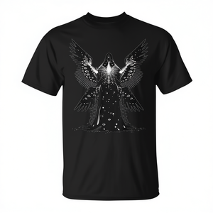 Camiseta gótica con diseño de serafín impío, diseño de ropa urbana con diseño bíblico de ángel - Product Image 2