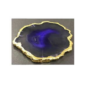 ถาดรองแก้วหินอาเกตเคลือบเงาขนาดใหญ่ขนาดเล็กสีธรรมชาติ - Product Image 2