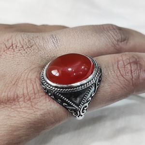 Nueva llegada anillo para hombre piedra preciosa de cornalina Natural anillo de piedra natal todos los tamaños joyería de Navidad árabe anillo de Plata de Ley 925 - Product Image 2