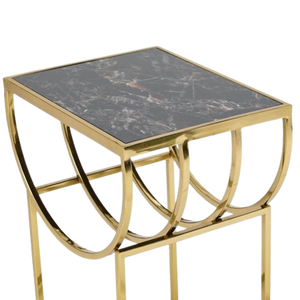 Wholesale Modern Steel Side <b>Table</b> with Tempered Marble Top and Stainless Steel Metal <b>End</b> <b>Table</b> Elegant Dining Chair Companion - Product Image 1