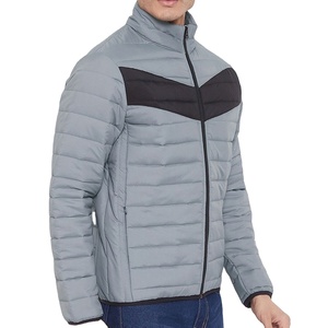 Meilleures vestes matelassées en toile personnalisées avec logo 2025, style streetwear pour hommes, vestes à bulles avec col montant coupe-vent pour l'hiver - Product Image 1