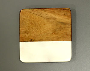Classic Marble Effect Resin <b>Coasters</b> Wood Base with Swirl Design Elegant for <b>Tables</b> - Product Image 1
