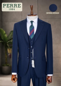 Costume d'affaires gris en laine pour homme, simple boutonnage, col cranté, style britannique, infroissable, coupe classique - Product Image 5