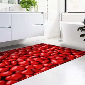 Tapis imprimé motif cœur - Décoration moderne en chenille pour cuisine et salle à manger, avec tapis à poils doux - Product Image 2