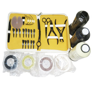 Kit d'outils professionnels pour extensions capillaires, nouveau, prix de gros, en acier inoxydable, étui rigide, extensions capillaires nouées à la main, ciseaux, pince, clip - Product Image 4