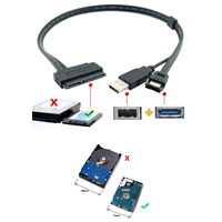 Unidad de disco duro de 2,5 pulgadas SATA de 22 pines a datos Esata + Cable alimentado por USB de 50cm