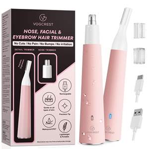 Tondeuse portable rose 2-en-1 pour nez, oreilles et sourcils pour femmes, rechargeable avec alimentation USB pour usage domestique, en camping-car et en voiture - Product Image 2
