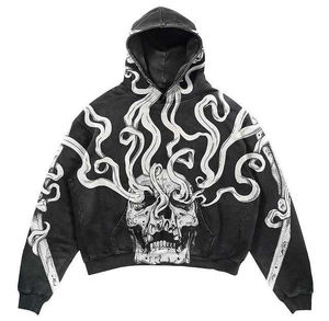 Sudadera con cremallera para hombre de punto de algodón Regular Fit Puff impreso cómodo 100% algodón hombres Flare Anime estampado de gran tamaño hombre Sudadera con capucha - Product Image 3