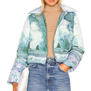 Prix Usine Hiver 2026 – Doudoune Imprimée Femme en Coton Tricoté avec Fermeture Éclair, Respirante et Imperméable - Product Image 1