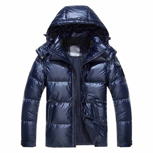 Chaquetas acolchadas de invierno para hombre con logotipo personalizado de nuevo diseño, chaqueta acolchada informal de gran tamaño cálida de nailon de Color sólido brillante de talla grande - Product Image 1