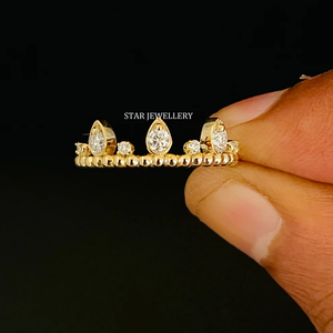 Anillo de boda de diamante natural apilable de oro sólido de 14K. - Product Image 2