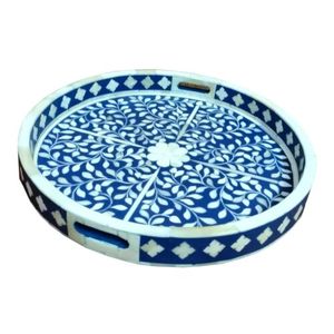 Bandeja de servicio de lujo con incrustaciones de hueso de diseño clásico para decoración de mesa, bandeja de servicio rectangular con incrustaciones de hueso para el hogar - Product Image 3