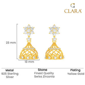 Compre Pendientes Jhumki y Jhumka de Plata 925 de Primera Calidad para Mujer, Pendientes de Araña Chapados en Oro con Forma de Flor para Bodas y Regalos - Product Image 5