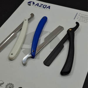 Professional Straight Shaving Razor Folding Barber Razor with Replaceable Blade <b>Plastic</b> & Wooden Handle - Product Image 6