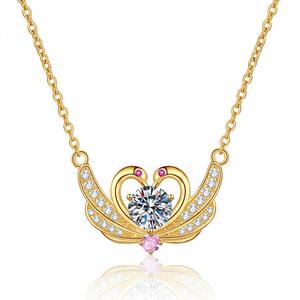 Collar con Colgante de Plata de Ley S925 con Moissanita de 1 Quilate en Forma de Corazón de Cisne, Multicolor, Moderno, Elegante, para Mujer, Regalo - Product Image 2