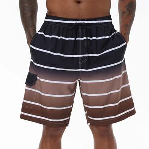 Short de bain à rayures pour hommes Short de plage à séchage rapide avec poches zippées et doublure en maille - Product Image 1