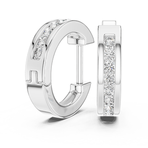 Pendientes de Aro con Moissanita de Corte Redondo y Engaste de Canal, Plata de Ley 925, Certificación GRA, Joyería Fina de Lujo para Mujer, Regalo de Boda - Product Image 2